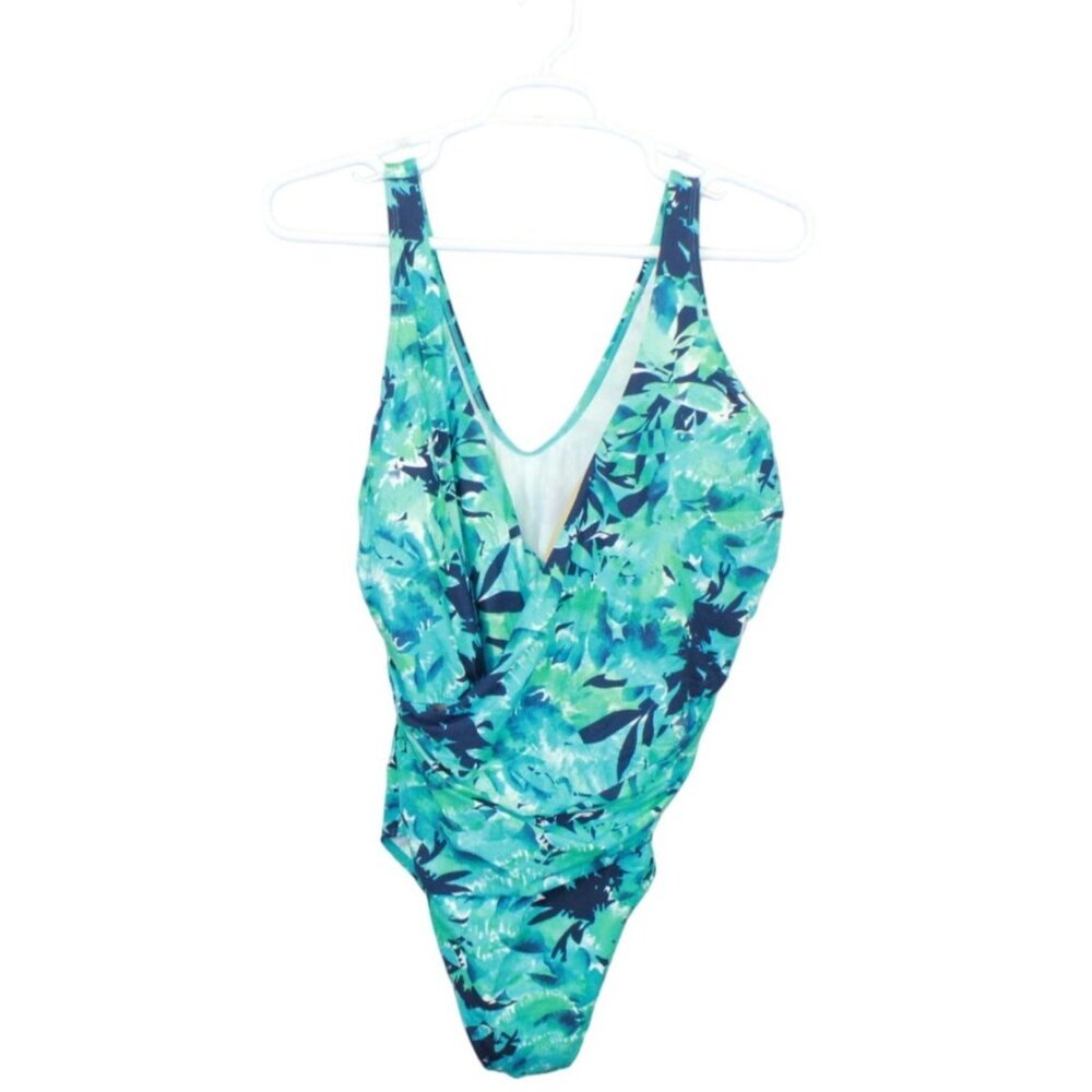 LL Bean Shaping Swimwear Tanksuit Hot Coral Watercolor Floral Print 22W